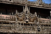 Myanmar - Mandalay, Shwenandaw Kyaung (the Golden Palace) a wonderful example of the Burmese unique teak architecture and wood-carving art. 